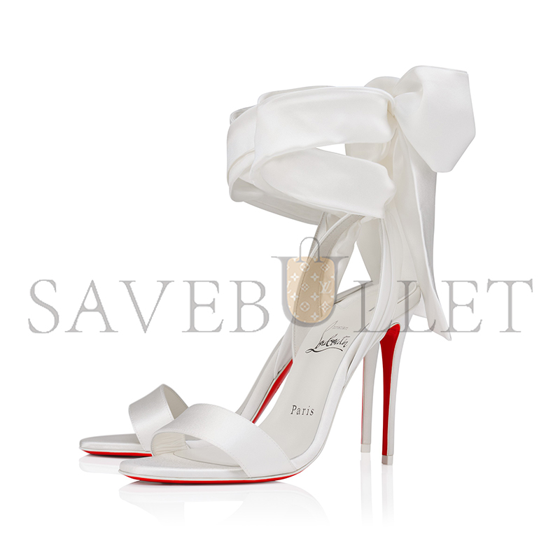 Ch**an louboutin sandale du desert 100 mm strappy sandals crepe satin ivory women 3220076w446